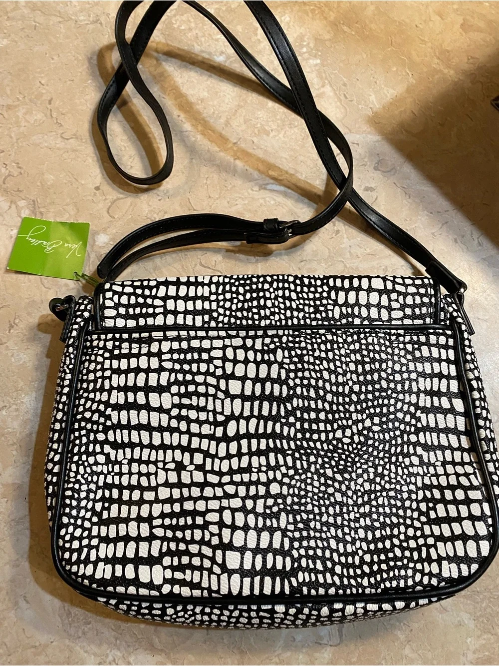 Vera Bradley Black & White Croc-Print Crossbody